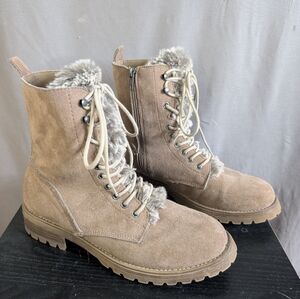 Size 11 Faux Suede Combat Style Boots-EUC